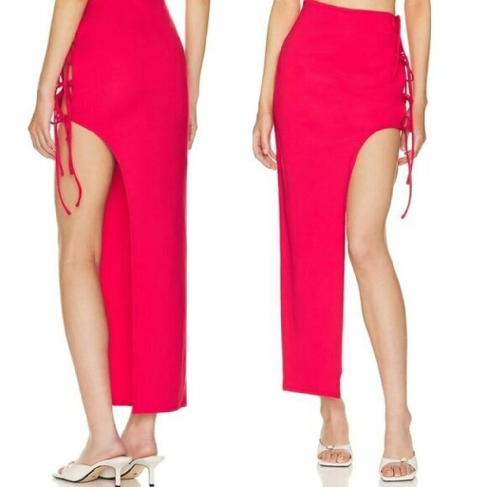 Lovers and Friends Penrose Asymmetric Skirt in Lipstick Red